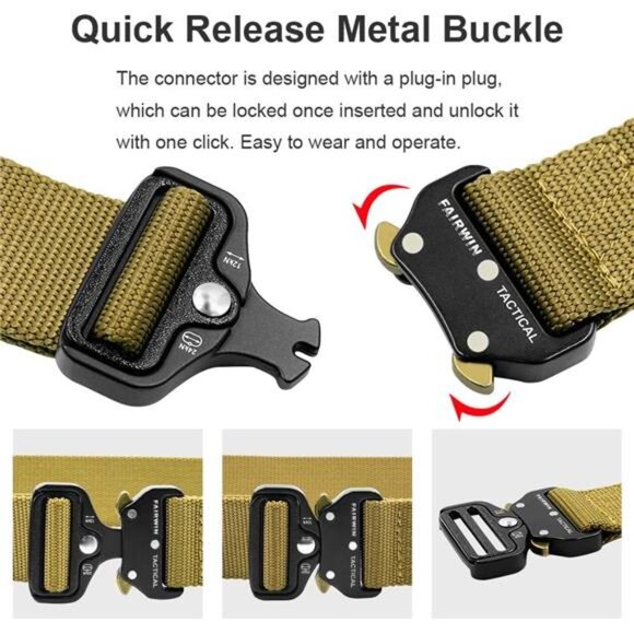 Tactical Rigger Belt, 1.7 Inches Mens Nylon Webbing Utility Belt with V-ring - Picture 4 of 7